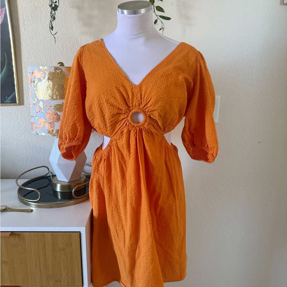 Elegant Orange cutout dress